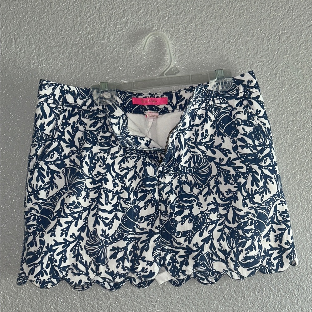 Lilly Pulitzer Navy and White Coral Print Skirt